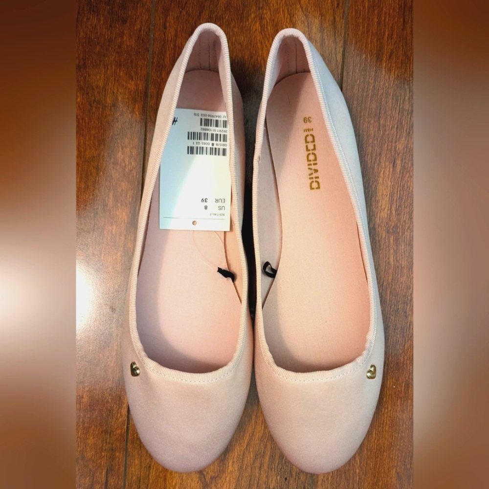 Divided Pink Satin Ballet Flats NWT